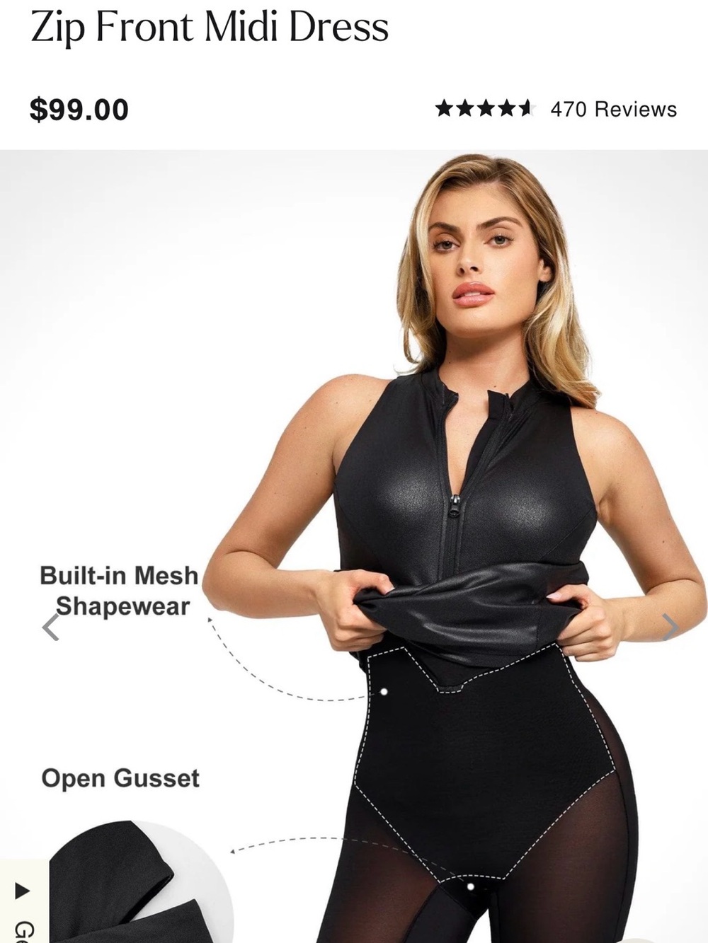 Black Zip-Front Mini Dress with Sculpting Silhouette - Picture 3 of 8